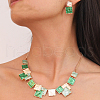 Square Zinc Alloy Enamel Pendant Necklaces & Stud Dangle Earrings Sets FS-WG2E030-03-2