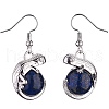 Natural Lapis Lazuli Chameleon Dangle Earrings with Crystal Rhinestone EJEW-A092-10P-01-2