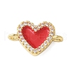 Brass Micro Pave Clear Cubic Zirconia Heart Connector Charms KK-A252-09G-1