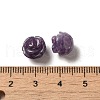 Natural Lepidolite/Purple Mica Carved Flower Beads G-O156-B-24-3