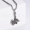 Retro Rock Punk Men's Dragon Head Axe Stainless Steel Pendant Necklaces AW4292-1-1