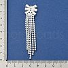 Bowknot Brass Rhinestone Tassel Big Pendants KK-I715-02S-01-3