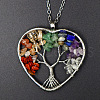 Natural Stone Chip Tree Of Life Chakra Pendant Necklaces FS-WG982AE-04-1