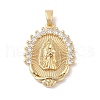 Brass Clear Cubic Zirconia Pendants KK-Z050-13G-1