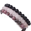 3Pcs 3 Styles Natural Mixed Gemstone Round Beaded Stretch Bracelets Set BJEW-JB10139-01-5