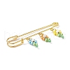 Glass Seed & Synthetic Turquoise Braided Flower of Life Charms Safety Pin Brooch JEWB-BR00078-3