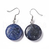 Natural Sodalite Flat Round Dangle Earrings EJEW-D188-03P-04-2
