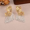 Butterfly Wing Brass Tassel Stud Earrings for Women EJEW-U055-16GS-1