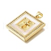 Brass Micro Pave Cubic Zirconia Shell Pendants KK-D328-07G-2