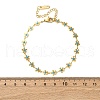 Flower 304 Stainless Steel Enamel Link Bracelets for Women BJEW-M096-01G-3