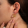 304 Stainless Steel Round Ball Beaded Hoop Earrings OH2554-2