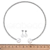 Round Plastic Imitation Pearl Stud Earrings & Rhinestone Cuff Choker Necklaces Sets SJEW-U003-04P-5