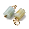 Natural Flower Amazonite Column Charms with 304 Stainless Steel Jump Rings G-Q032-01G-2