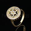 Oval Brass Micro Pave Clear Cubic Zirconia Finger Rings for Women FS-WGE5686-01-2