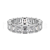 Anti-Tarnish Rhodium Plated 925 Sterling Silver Retangle Finger Ring RJEW-Z040-13P-1