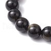 Natural Golden Sheen Obsidian Round Beaded Stretch Bracelets for Men Women BJEW-JB11783-02-3