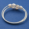 Mother's Day Jewellery Three-Loops Brass & Natural Freshwater Pearl Beaded Wrap Bracelets for Women BJEW-F470-04S-01-2