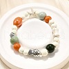 Porcelain Beads & Synthetic Howlite Beads Stretch Bracelets for Women BJEW-D307-02B-4