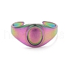 Ion Plating(IP) Rainbow Color 304 Stainless Steel Oval Chunky Open Cuff Ring for Women RJEW-C025-14M-2