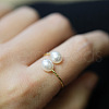 Mother's Day Jewellery Natural Freshwater Pearl Oval Beaded Cuff Rings WG91F01-01-3