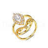 Brass Micro Pave Cubic Zirconia Stackable Rings for Women UG6552-4-4