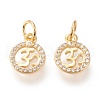 Brass Micro Pave Clear Cubic Zirconia Charms ZIRC-I044-47G-1