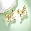 Brass Micro Pave Clear Cubic Zirconia Stud Earrings EJEW-D322-02G-2