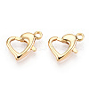 Brass Heart Lobster Claw Clasps KK-N254-16G-1