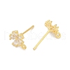 Brass Micro Pave Clear Cubic Zirconia Stud Earring Findings KK-Z099-02G-01-3