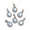 Brass Micro Pave Clear Cubic Zirconia Teardrop Charms KK-M270-37P-1