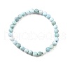 Natural Larimar Round Beaded Stretch Bracelet BJEW-A120-01A-1