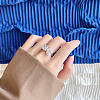 Square & Teardrop Rhodium Plated 925 Sterling Silver Micro Pave Cubic Zirconia Finger Rings for Women RJEW-F168-01P-2