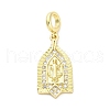 Brass Micro Pave Cubic Zirconia Saint European Dangle Charms KK-D325-27G-06-1