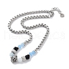 Natural Mixed  Gemstone with 201 Stainless Steel Necklaces NJEW-Q334-01C-1