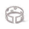 Non-Tarnish 304 Stainless Steel Stars Double Line Open Cuff Ring for Women RJEW-C045-24P-3