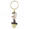 Pine Cones and Sika Deer Glass Seed Bead Keychain KEYC-MZ00028-2