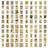 100Pcs Retro PVC Self Adhesive Floral Cartoon Stickers X-STIC-B001-05-3