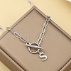 Stainless Steel Paperclip Chain Initial Necklaces with OT Clasps WGD6039-19-1