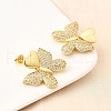 Brass Clear Cubic Zirconia Butterfly Stud Earrings EJEW-C147-04G-3