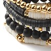 Handmade Polymer Clay Heishi Beads Stretch Bracelets Set BJEW-JB07396-4