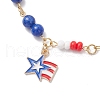 Independence Day Natural Dyed Yellow Jade Gemstone Round Beads & Glass Seed Beads Bracelets BJEW-MZ00180-03-3