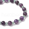 Natural Green Aventurine & Amethyst Round Beaded Stretch Bracelets for Women BJEW-JB11928-01-4