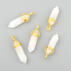 Natural White Jade Bullet Double Terminated Pointed Pendants G-G902-B24-3