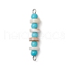 Synthetic Turquoise Round & Natural Freshwater Shell Disc Beaded Connector Charms PALLOY-JF03987-01-1