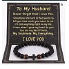 Cross Natural Tiger Eye & Frosted Black Obsidian Round Beads Stretch Bracelets for Men Women WG92FBF-11-1