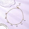 Brass Handmade Cable Link Chain Glass Pearl Tassel Necklaces for Women NJEW-JN05292-1