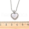 304 Stainless Steel Pave Shell Heart Pendant Rope Chain Necklaces for Women NJEW-Z070-02P-5