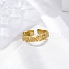 Trapezoid 304 Stainless Steel Open Cuff Rings for Women RJEW-M019-15G-1