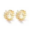 Rack Plating Leaf Brass Clear Cubic Zirconia Hoop Earrings EJEW-S241-05G-1