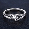 Heart Brass Micro Pave Clear Cubic Zirconia Finger Rings FS-WG243FC-06-1